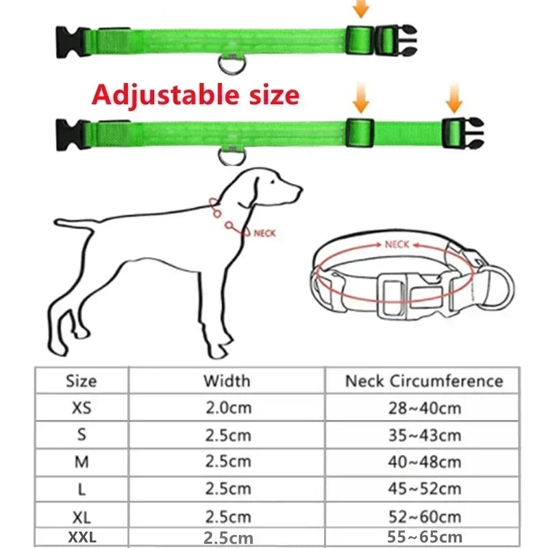 Adjustable Glowing Dog Collar